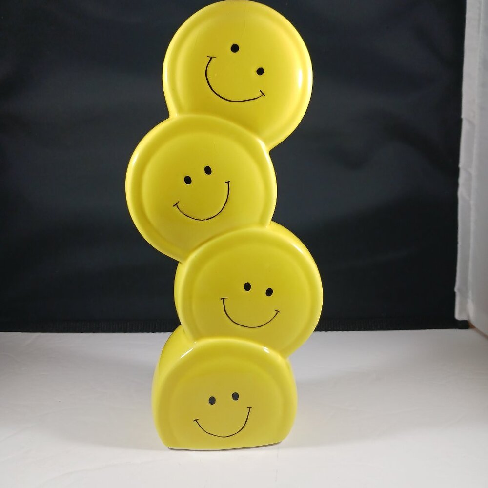 Vintage Smiley Face Stacked Ceramic Vase